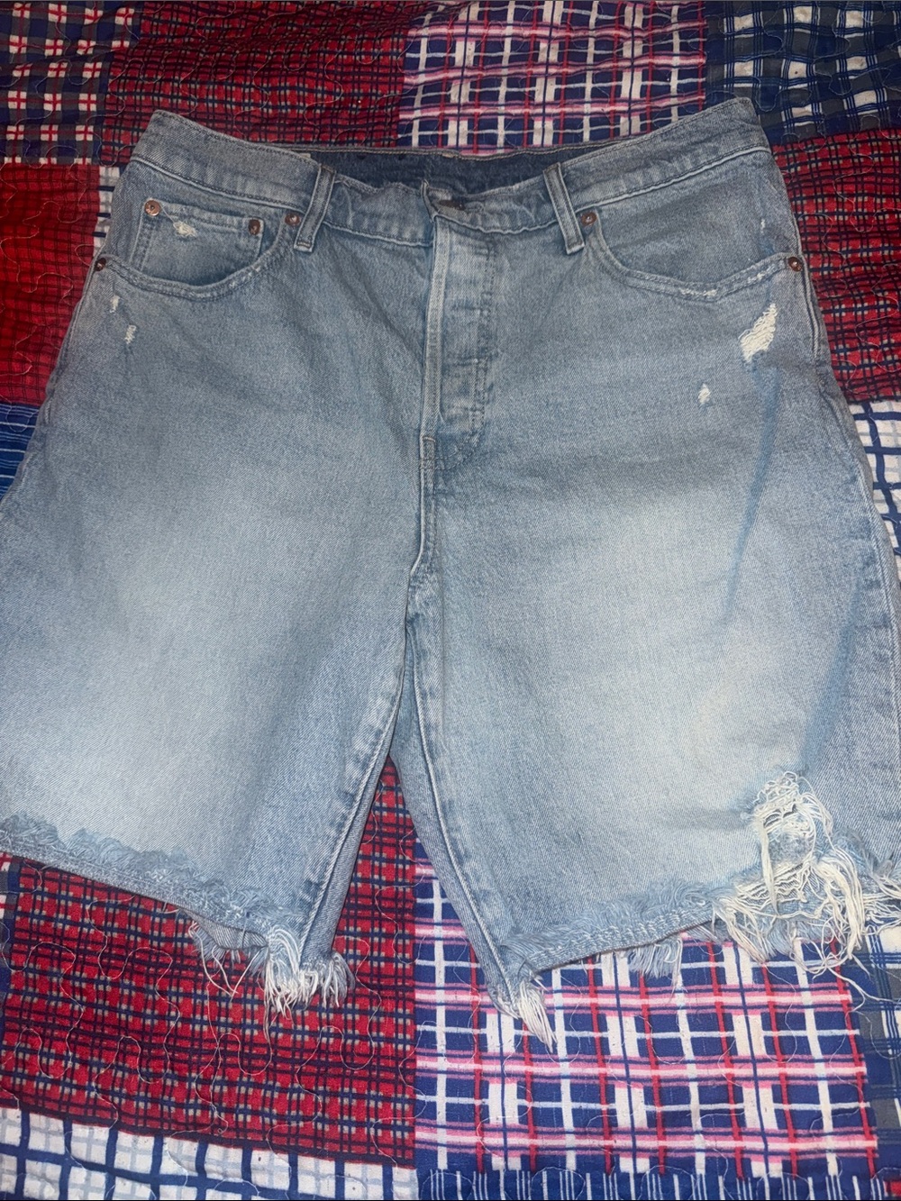 GAP Light Blue Frayed Denim Bermudas